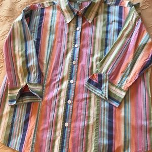 Caribbean Joe XL multi-color cotton/spandex blouse